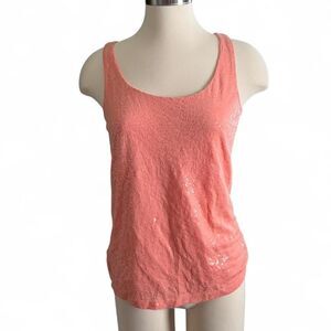 Talbots orange  sequin tank top Size S NWT